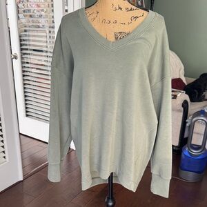 Spanx high low V-Neck Sage Green Sweatshirt